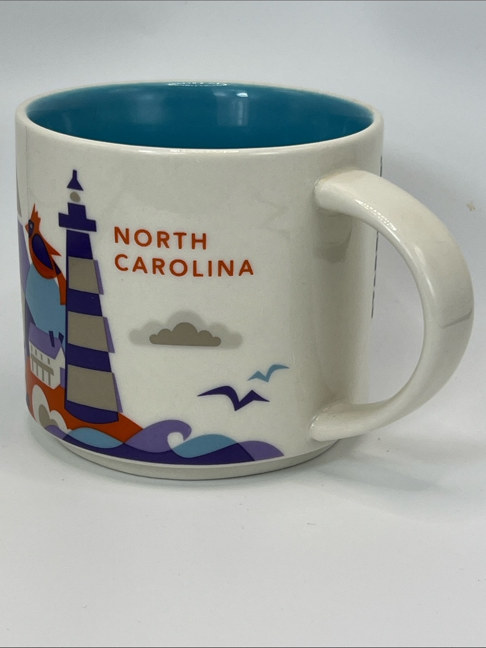 North Carolina Ceramic Mug with Turquoise Interior